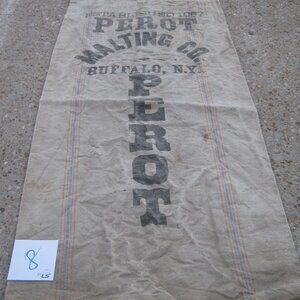 Vintage Feed Sack PEROT Malting Co Buffalo N.Y. Canvas Heavy Cloth empty sack